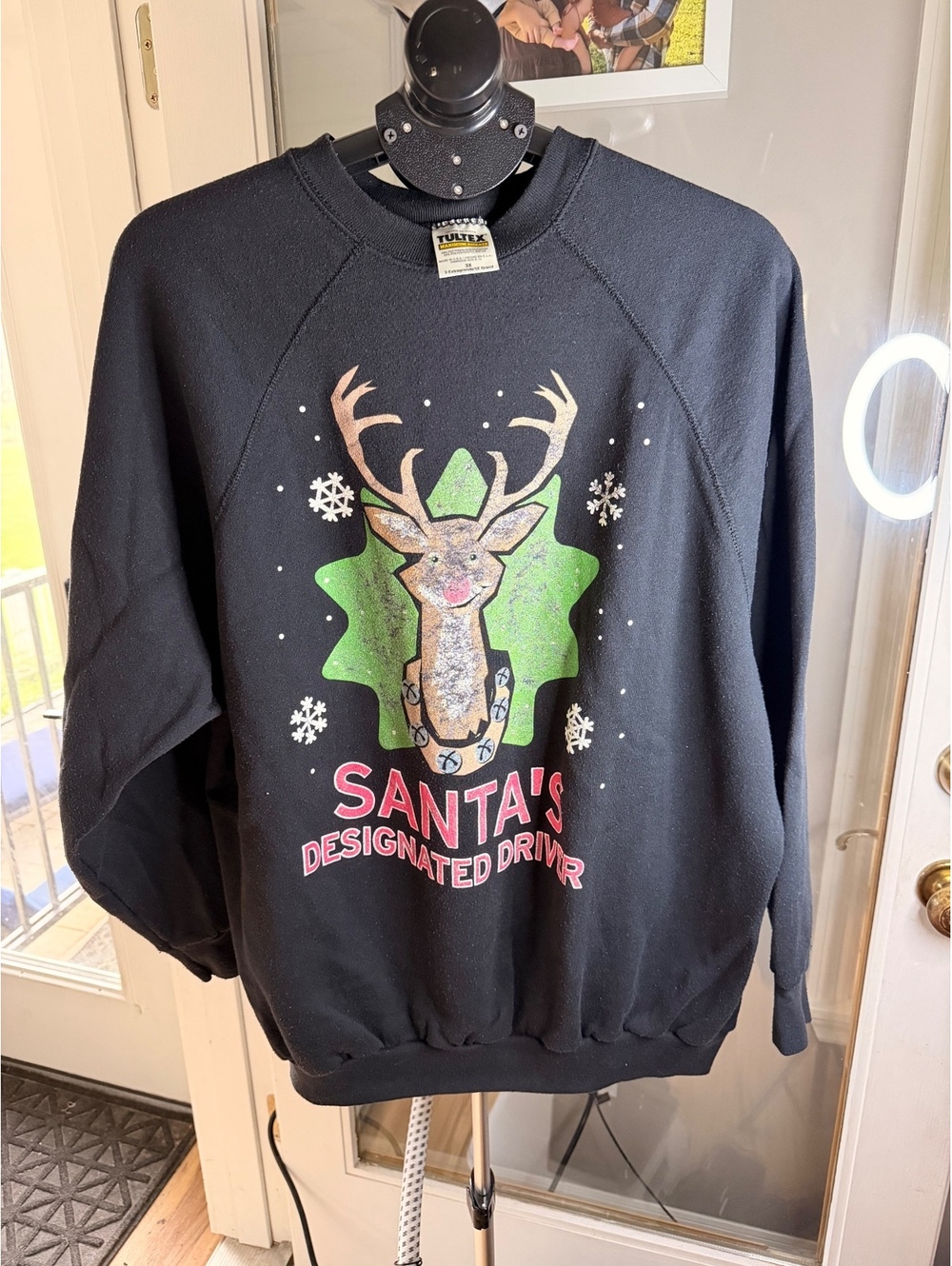 Vintage Tultex Santa's Designated Driver Black Christmas Sweatshirt 3XL